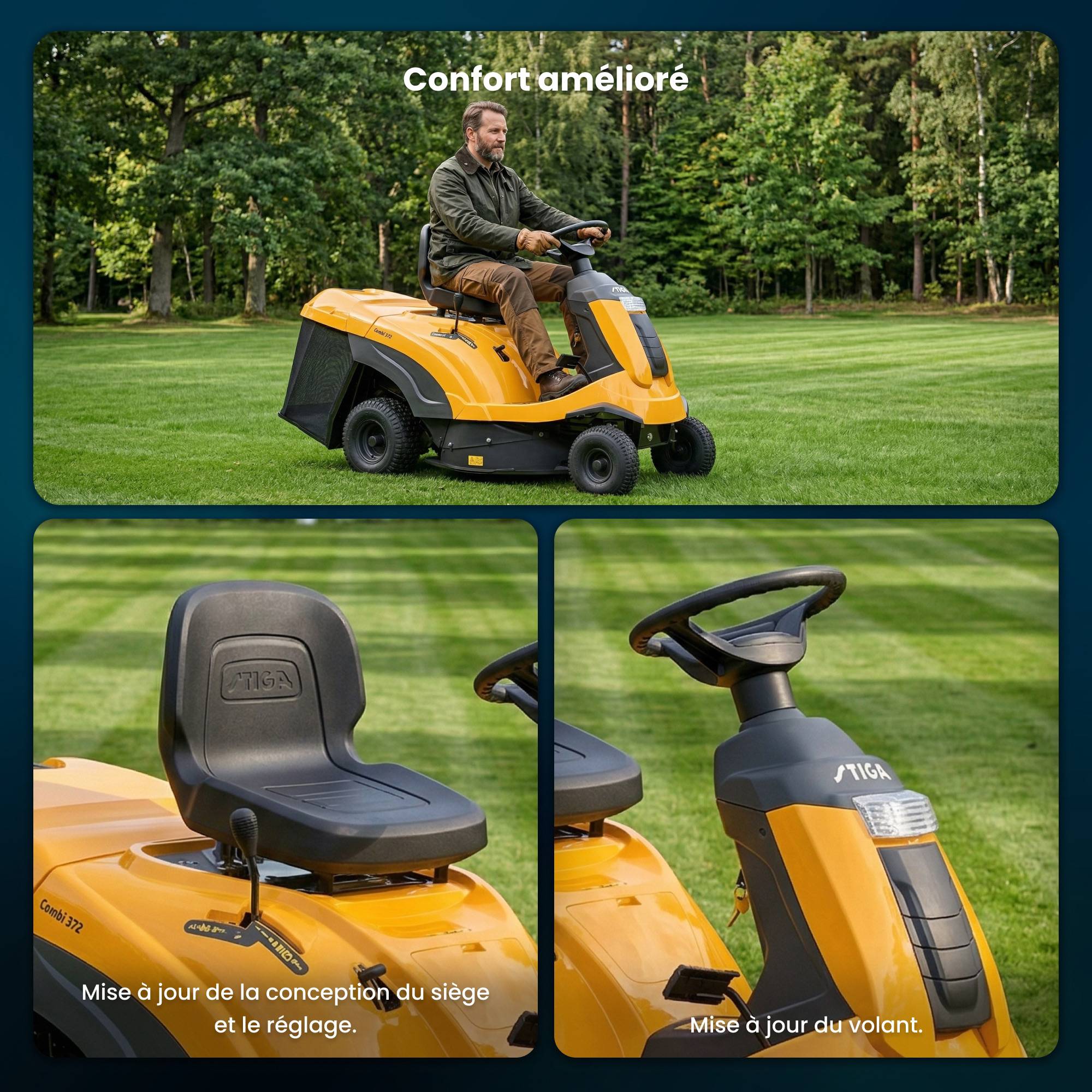 Stiga - Tondeuse Combi 372, moteur 414cc, plateau 72 cm, bac 170L - STIGA - Image 6
