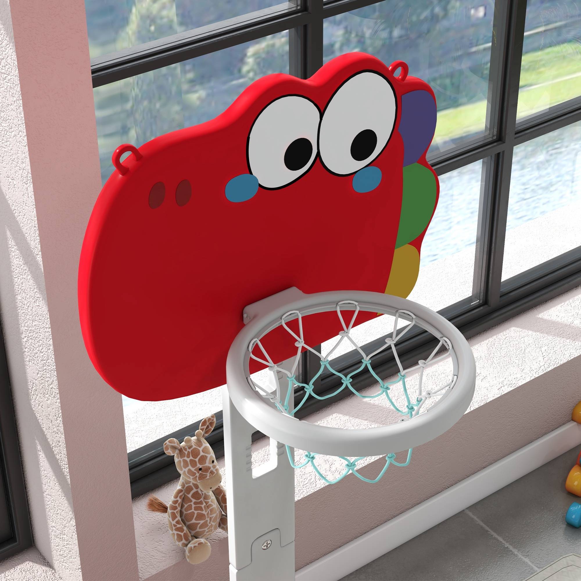 Panier de basket-ball pour enfants, hauteur réglable, 5 en 1 lancer de balles, golf, football jeu de lasso, 3-6 ans - Image 10