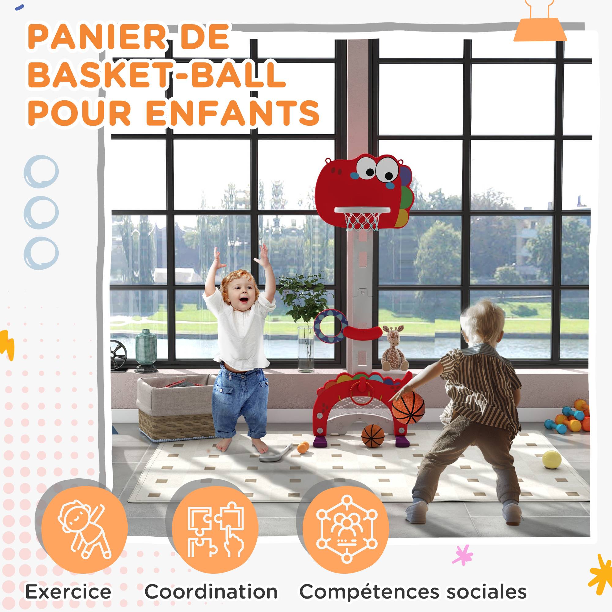 Panier de basket-ball pour enfants, hauteur réglable, 5 en 1 lancer de balles, golf, football jeu de lasso, 3-6 ans - Image 6