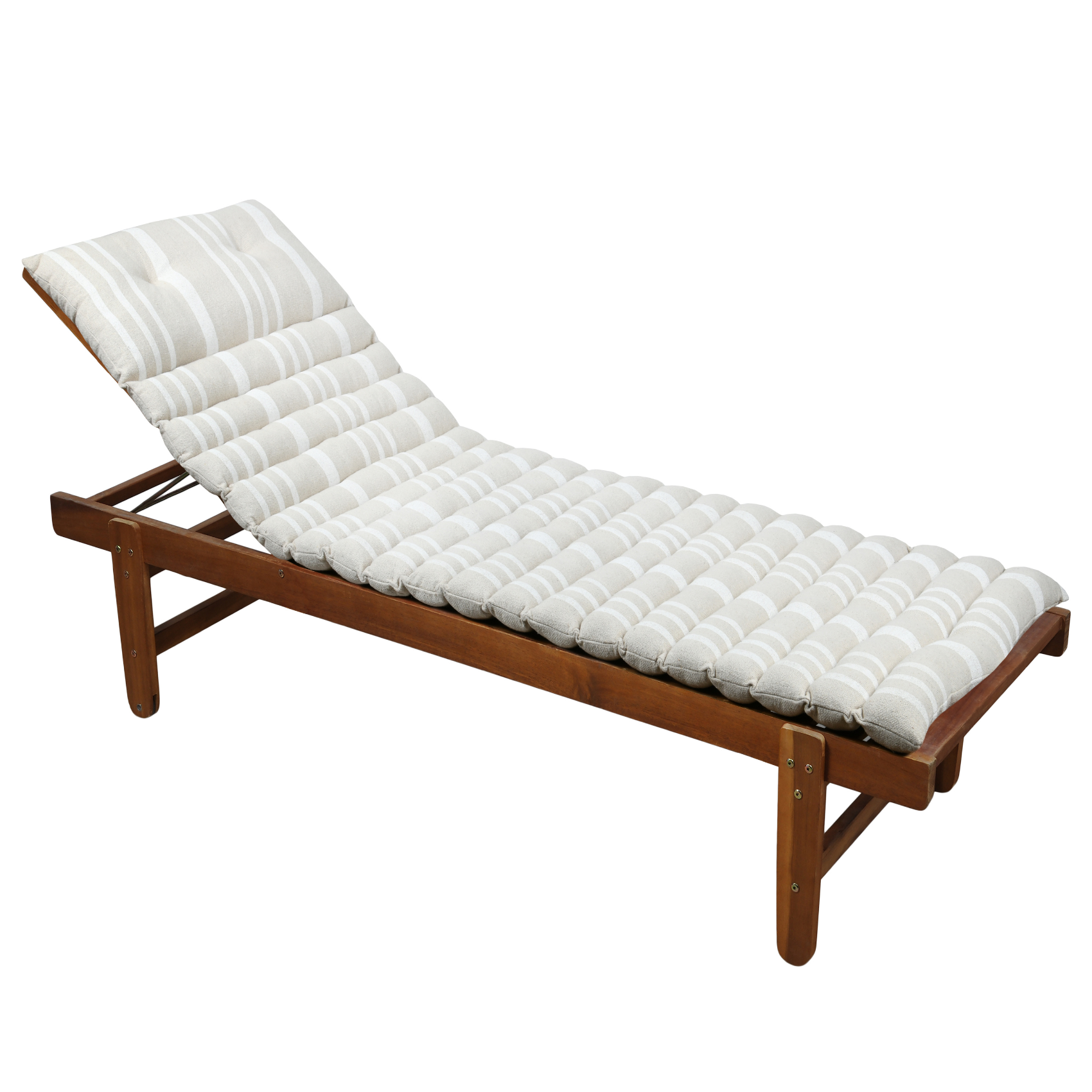 Lovely Casa - Matelas bain de soleil extérieur à rayures - LOVELY CASA - Coton - Blanc - Image 1