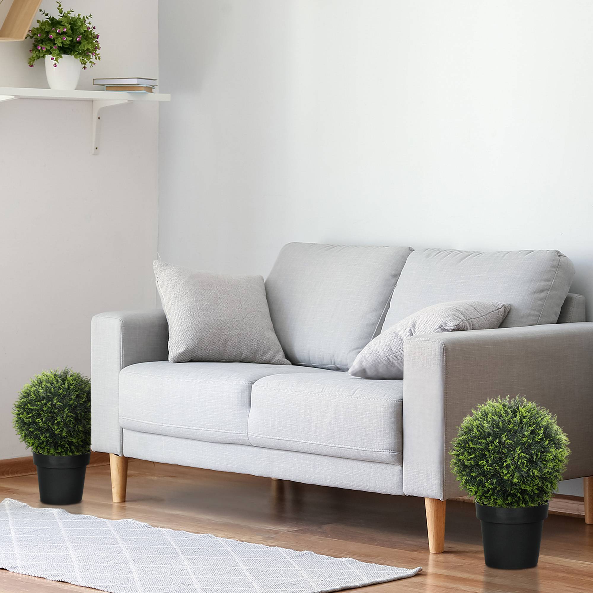 Lot de 2 plantes artificielles résistantes UV, déco intérieur/extérieur, 45cm, vert - Image 10