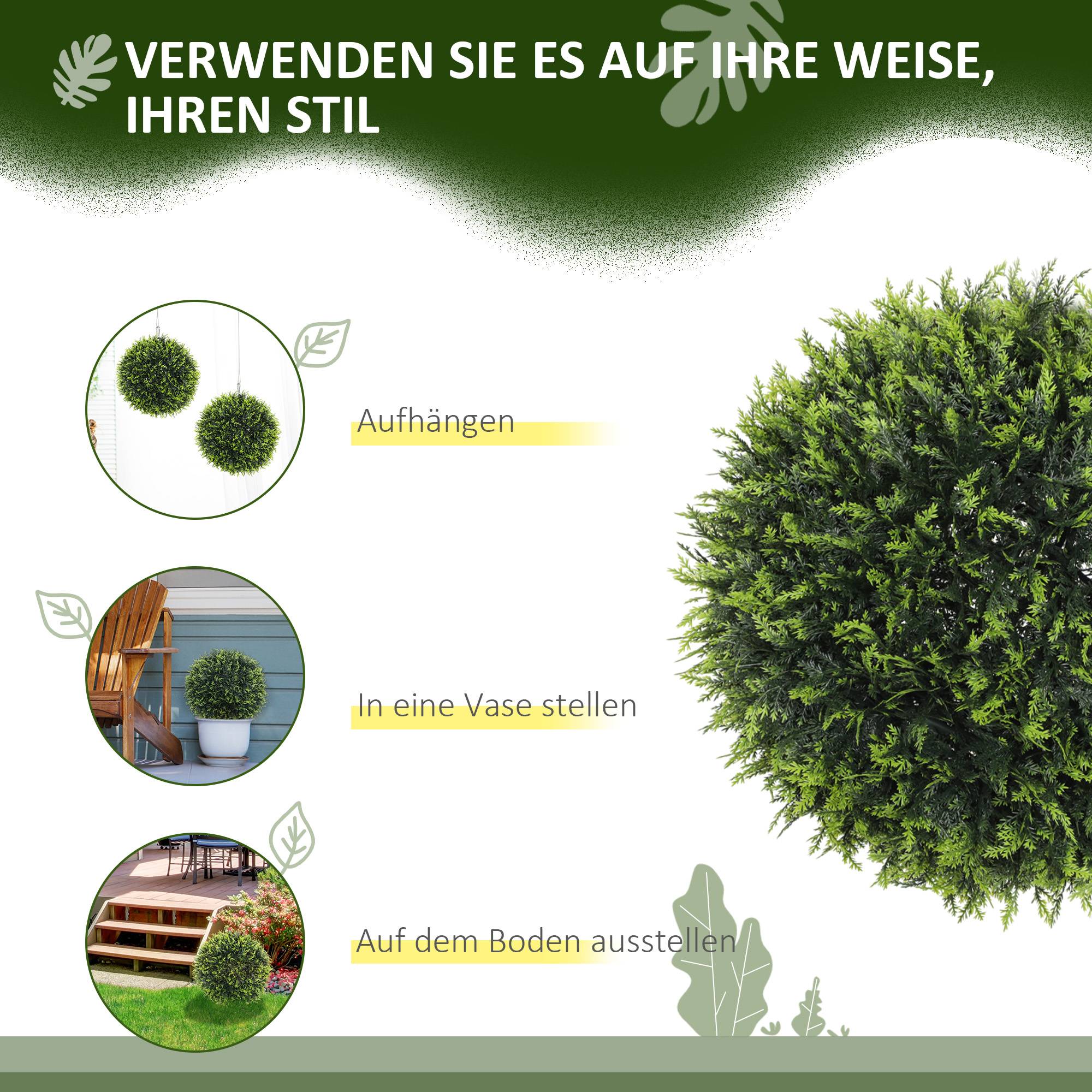 Lot de 2 plantes artificielles résistantes UV, déco intérieur/extérieur, 45cm, vert - Image 6