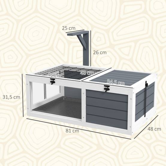 Enclos pour tortue bois griss 81 x 48 x 31.5 cm - PANGIVO - Image 5