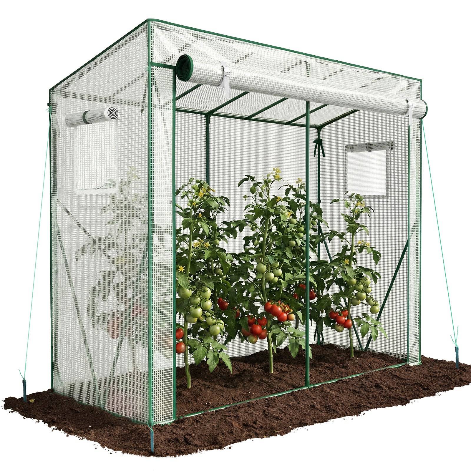 Vounot - Serre de jardin Serre tomates avec porte et fenetres moustiquaire bache PE renforcee 135g/m2 200x77x170cm Blanc - Image 1