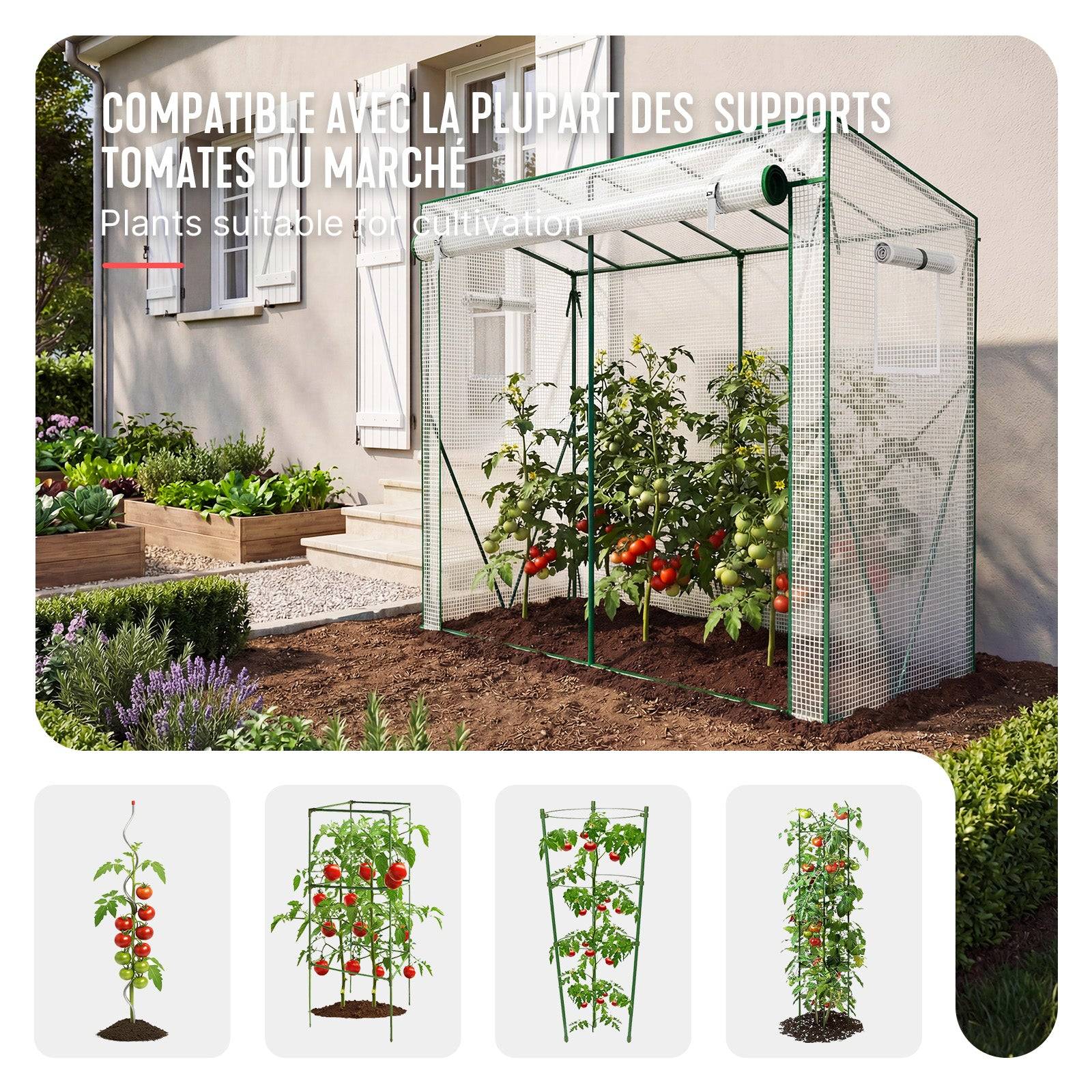 Vounot - Serre de jardin Serre tomates avec porte et fenetres moustiquaire bache PE renforcee 135g/m2 200x77x170cm Blanc - Image 7