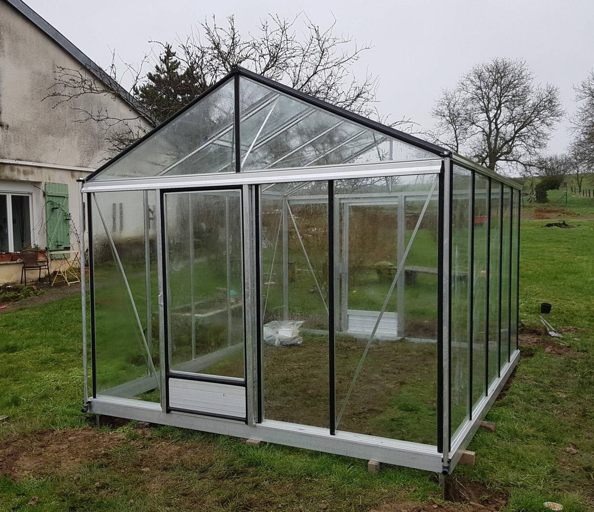 Serre en verre trempé - Euro Maxi - Alu - 15m² - GRIS ALUMINIUM - L'atelier des serres - Image 4