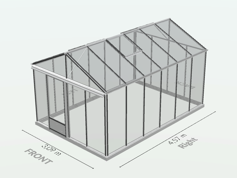 Serre en verre trempé - Euro Maxi - Alu - 15m² - GRIS ALUMINIUM - L'atelier des serres - Image 7