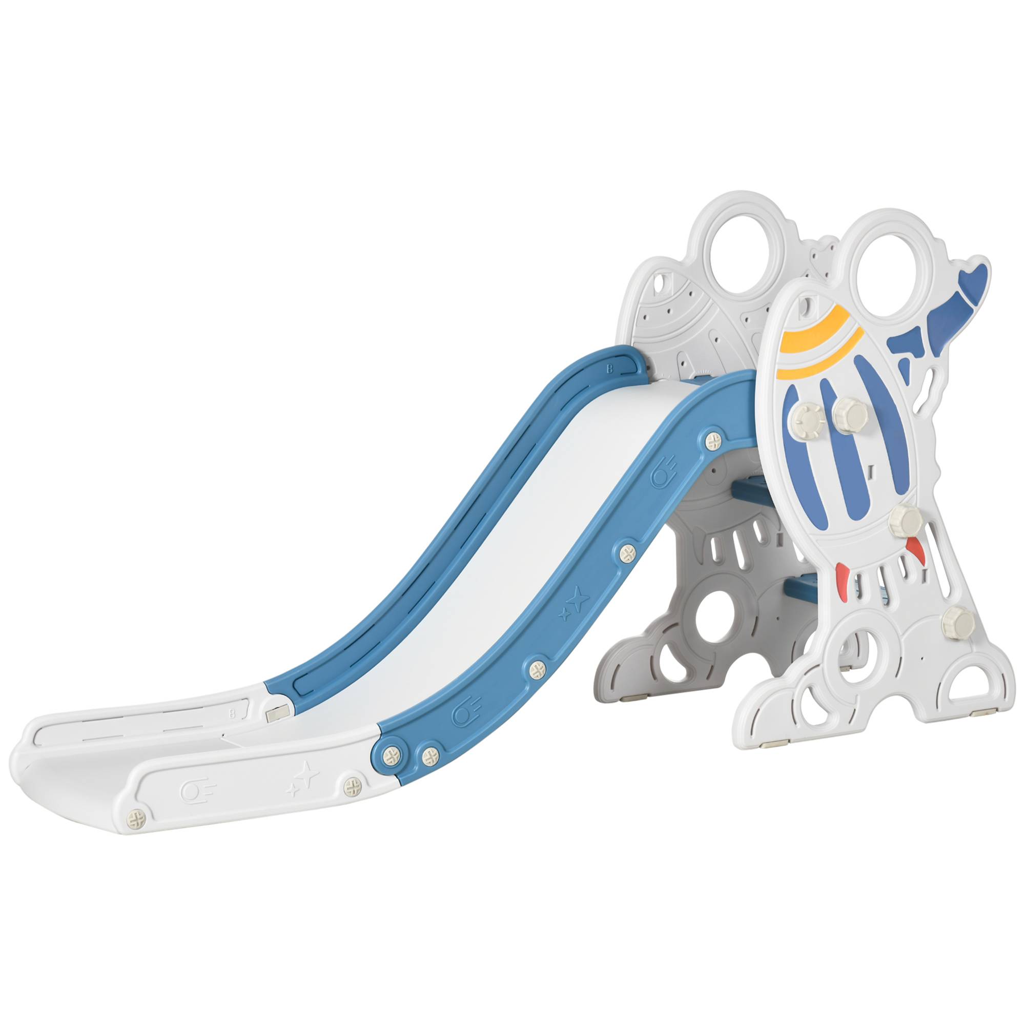 Toboggan sur le thème de l'espace pour enfants de 18 à 36 mois, en PE et PP, avec échelles antidérapantes, 157 x 46,5 x 80 cm - Image 2