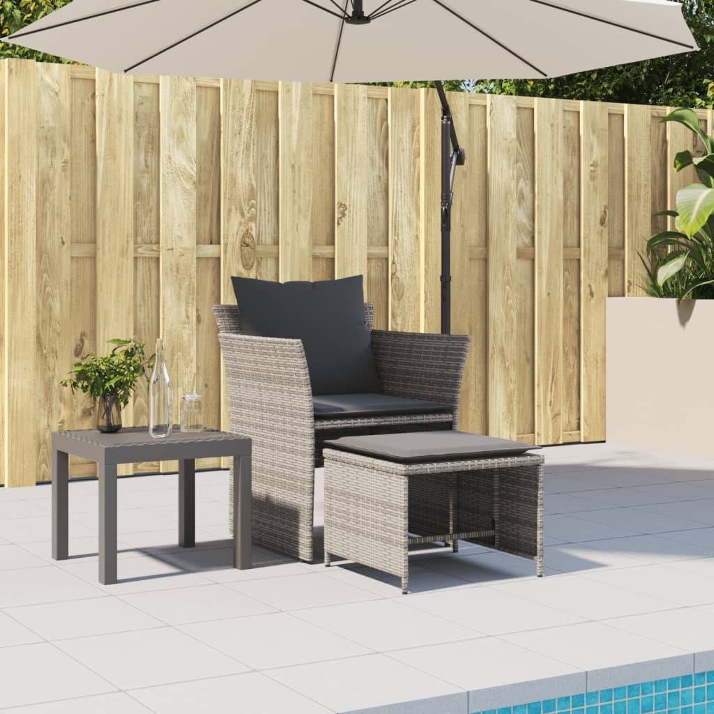 ComfortXL - Fauteuil de Jardin Gris en Résine Tressée avec Repose-Pieds Indépendant et Coussins Gris Foncé pour Terrasse Zen – ComfortXL Outdoor Living - Image 3