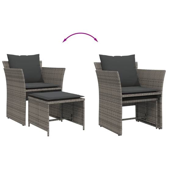 ComfortXL - Fauteuil de Jardin Gris en Résine Tressée avec Repose-Pieds Indépendant et Coussins Gris Foncé pour Terrasse Zen – ComfortXL Outdoor Living - Image 8