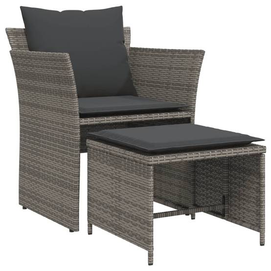 ComfortXL - Fauteuil de Jardin Gris en Résine Tressée avec Repose-Pieds Indépendant et Coussins Gris Foncé pour Terrasse Zen – ComfortXL Outdoor Living - Image 2