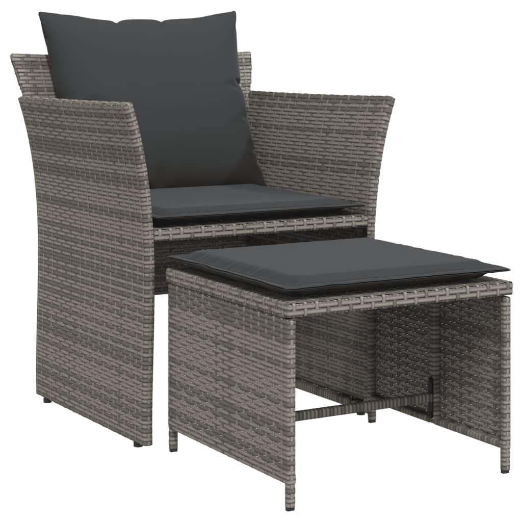 ComfortXL - Fauteuil de Jardin Gris en Résine Tressée avec Repose-Pieds Indépendant et Coussins Gris Foncé pour Terrasse Zen – ComfortXL Outdoor Living - Image 2