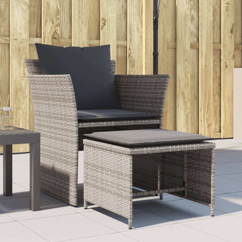 ComfortXL - Fauteuil de Jardin Gris en Résine Tressée avec Repose-Pieds Indépendant et Coussins Gris Foncé pour Terrasse Zen – ComfortXL Outdoor Living - Image 1