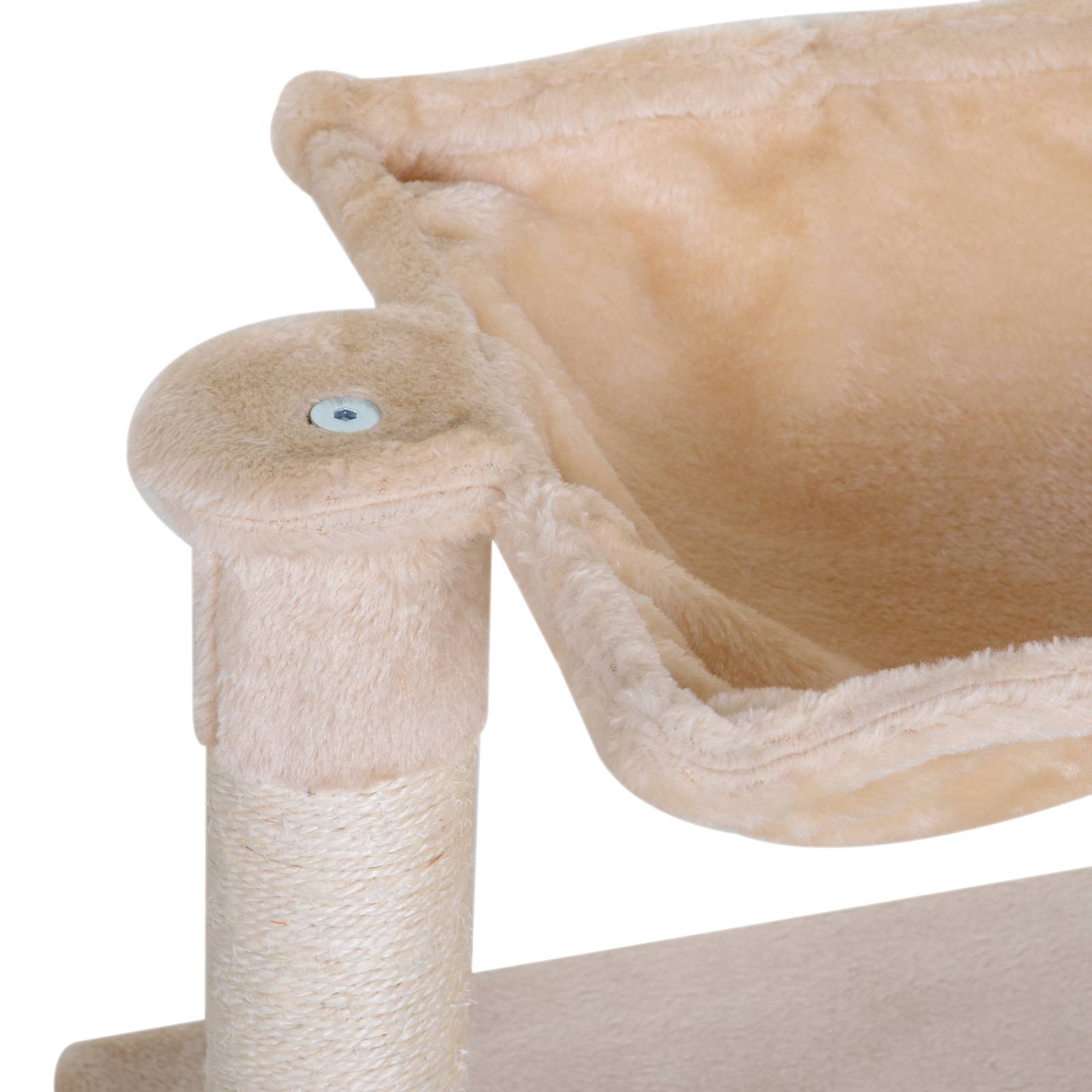 Arbre à chat avec griffoir, plateforme et hamac, poteaux en sisal, 50 x 36 x 70 cm, beige - Image 9