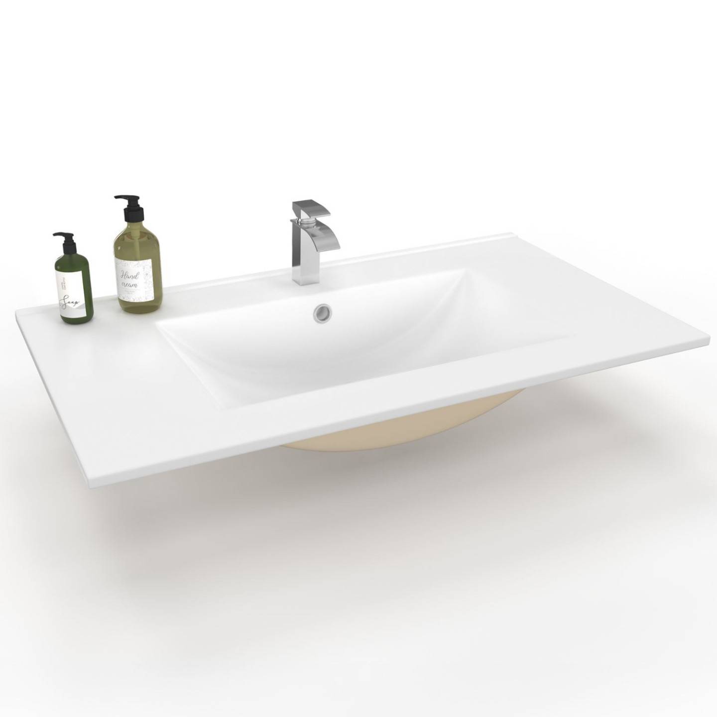IDMARKET - Vasque à encastrer rectangle en céramique blanche L. 81 x l. 46 x H. 17 cm - Image 2