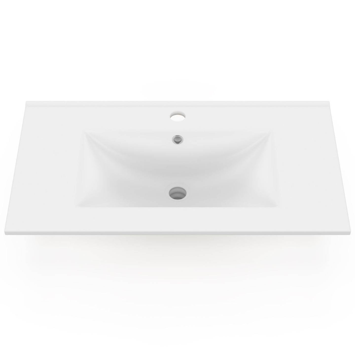 IDMARKET - Vasque à encastrer rectangle en céramique blanche L. 81 x l. 46 x H. 17 cm - Image 3