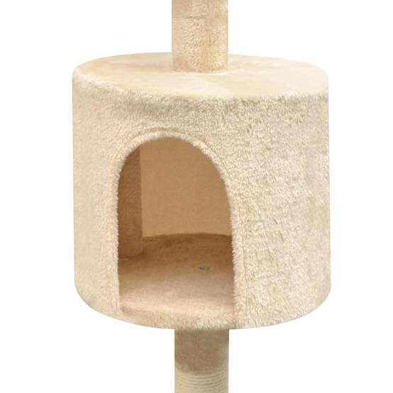 Arbre à chat 125 cm avec hamac griffoir sisal et jouets suspendus Beige – ComfortXL Pet Living - Image 3