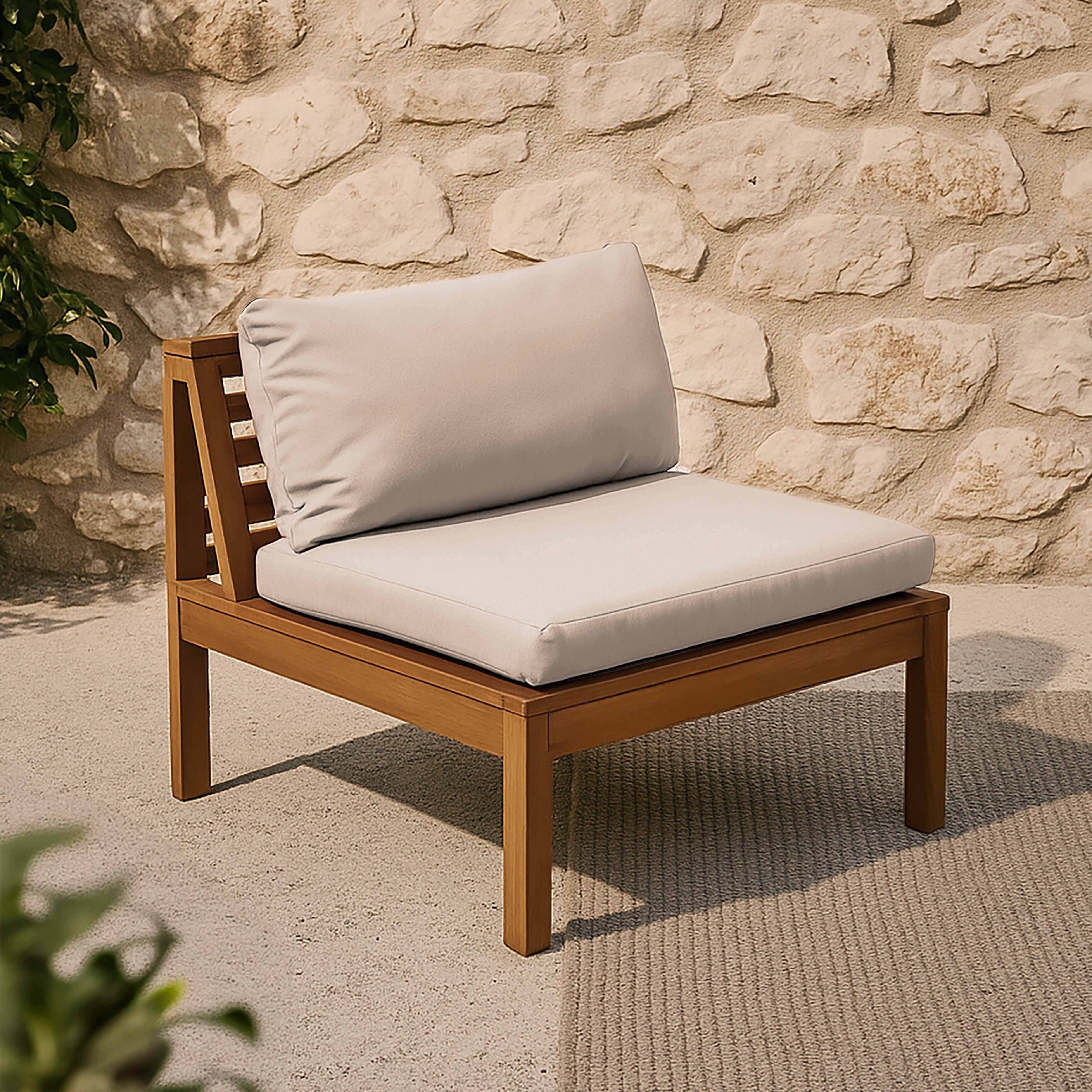 Oviala - Fauteuil de jardin bas en bois d'eucalyptus écru Maupiti - Oviala - Image 2