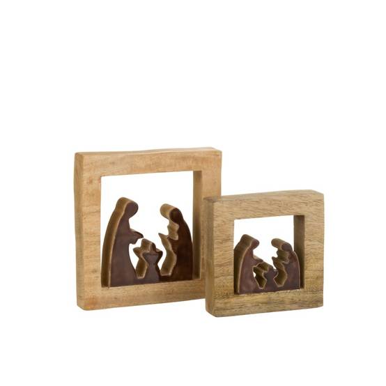Crèche en bois marron 20x19.5x3.5 cm - J-Line - Image 2