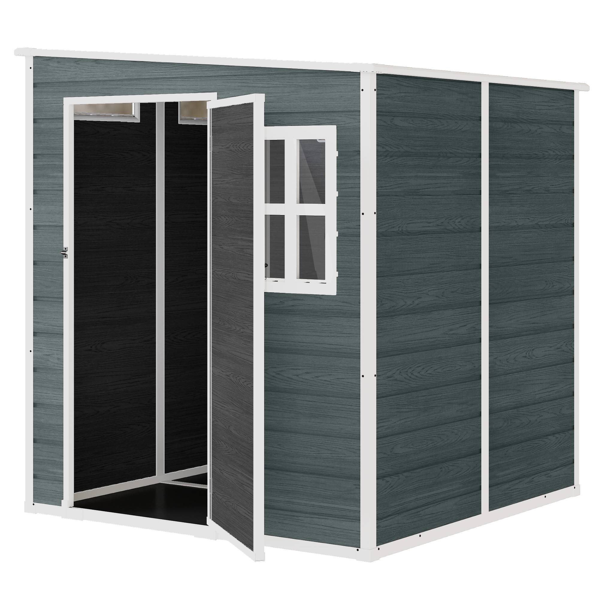 Abri de jardin 2,89 m² aspect bois avec 3 fenêtres ventilation plancher serrure rangement extérieur outils - Image 2