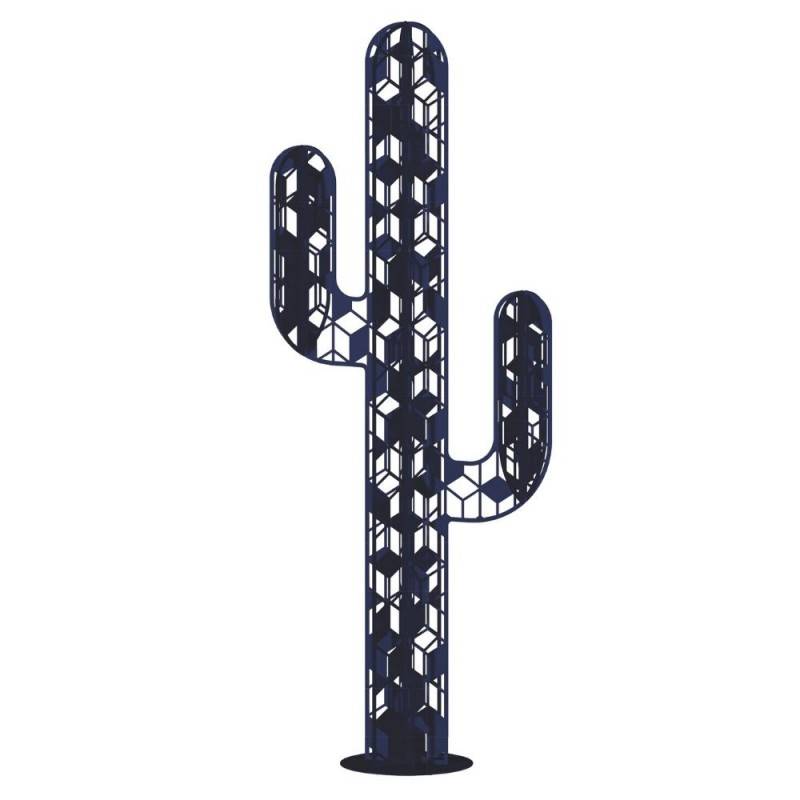 Cactus métal 3 branches origami - Bleu 170 cm - Jardinex - Image 1
