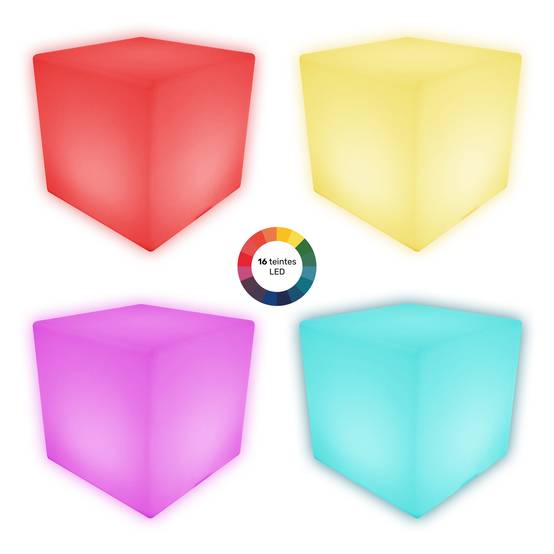 Cube lumineux LED 40cm multicolore NAOS - HAPPY GARDEN - Image 4