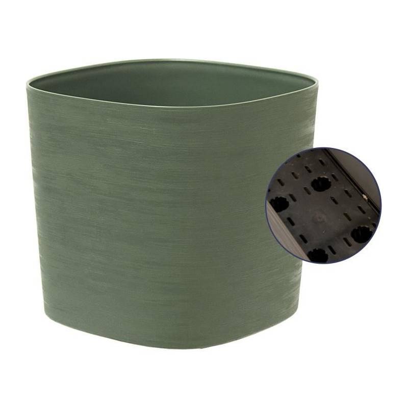 Garden ID - Pot Avec Réserve D'eau - Garden Id Respect - Vert De Gris 25 X 25 Cm - 100% Déchets Ménagers - 100% Recyclable - Surface Stru - Image 3