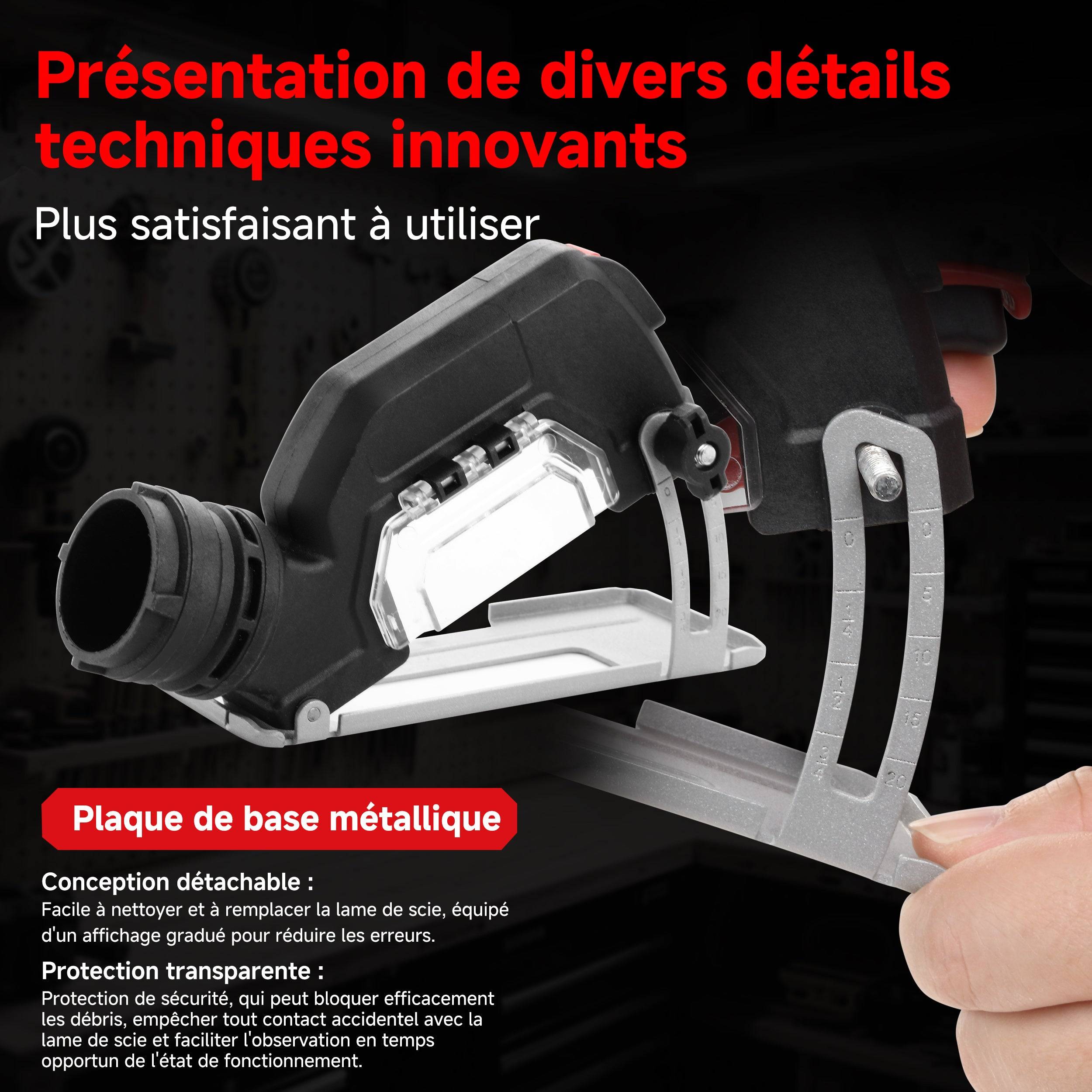 Teeno - Scie circulaire sans fil 76 mm 20000 tr/min, 2 batteries 4000 mAh + 4 lames multi-matériaux - Image 5