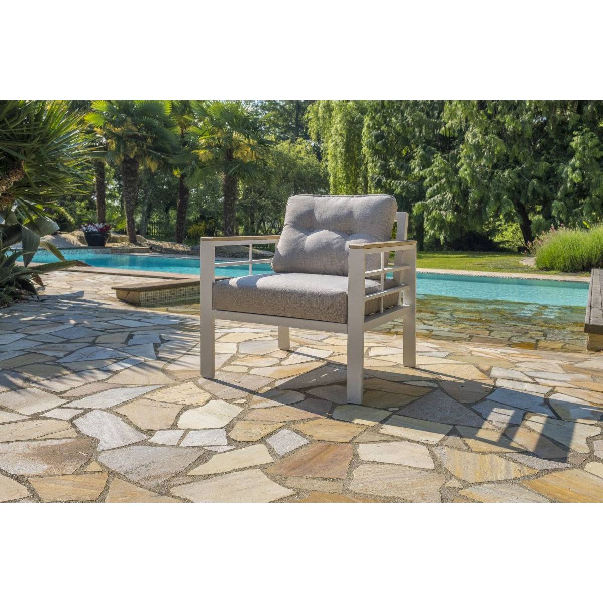 Dcb Garden - Ensemble Repas de jardin 7 Places "Cayenne" 180cm Blanc - Image 5