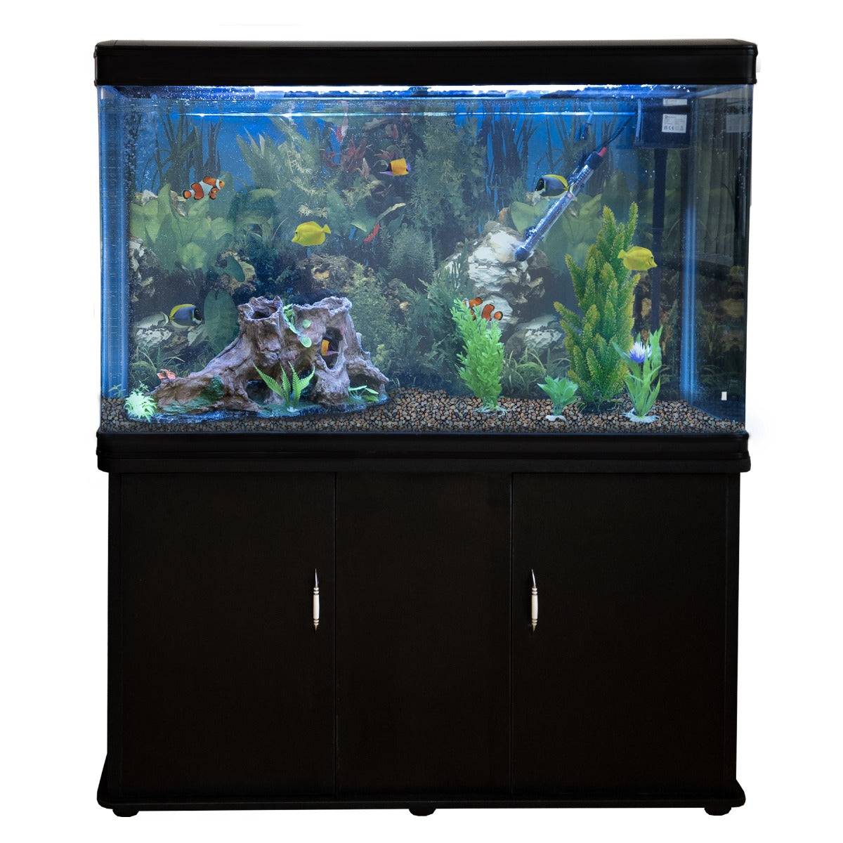 Monstershop - Aquarium à bords Noir avec Meuble NOIR et Gravier Naturel - Image 1