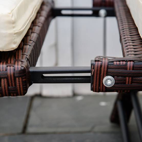 ComfortXL - Canapé de jardin 2 places résine tressée terrasse balcon accoudoirs rabattables marron 129cm - ComfortXL Outdoor Living - Image 8