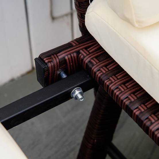 ComfortXL - Canapé de jardin 2 places résine tressée terrasse balcon accoudoirs rabattables marron 129cm - ComfortXL Outdoor Living - Image 7