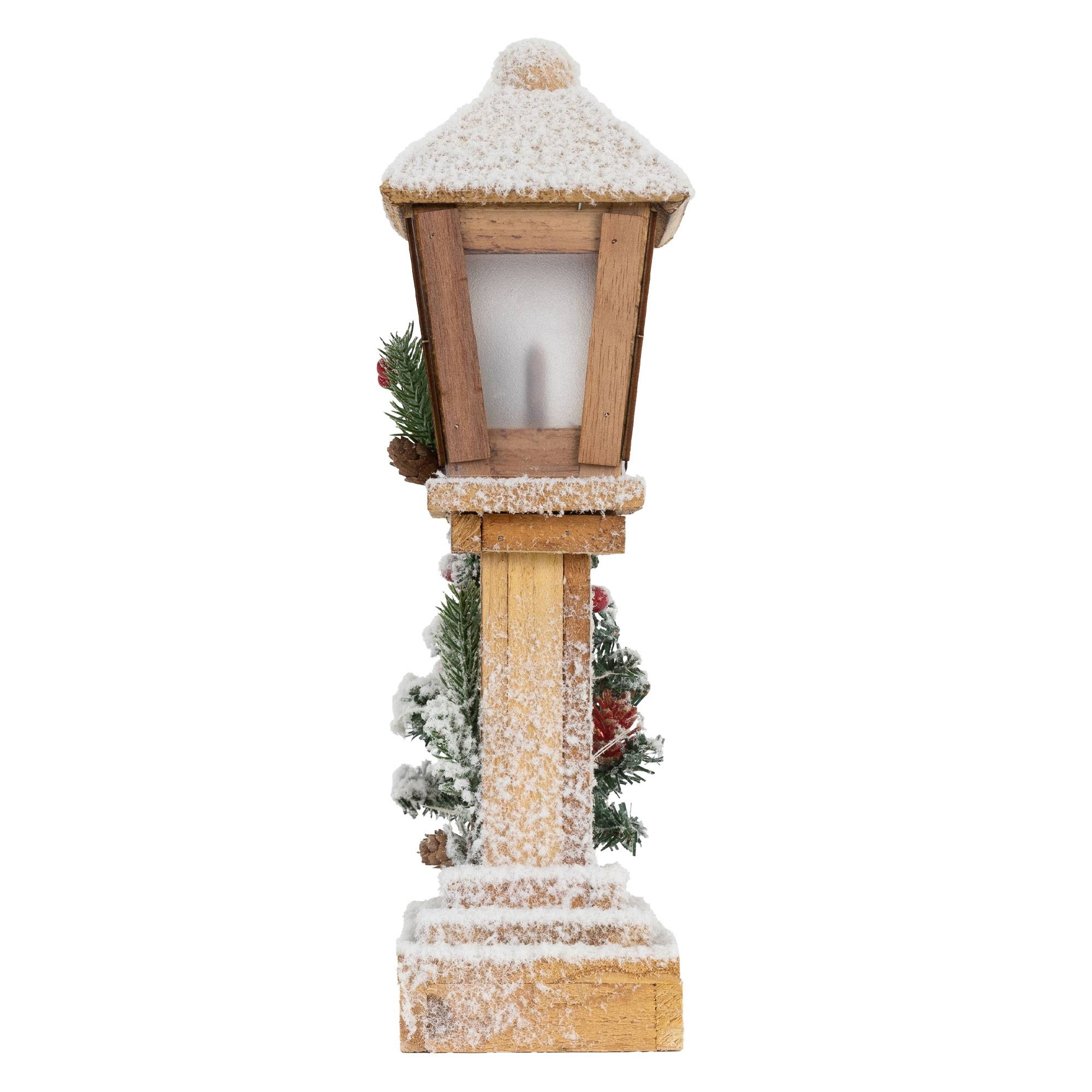 Ecd-Germany - Décoration de Noël lanterne LED en bois avec arbre et guirlande lumineuse 37 cm - Image 3
