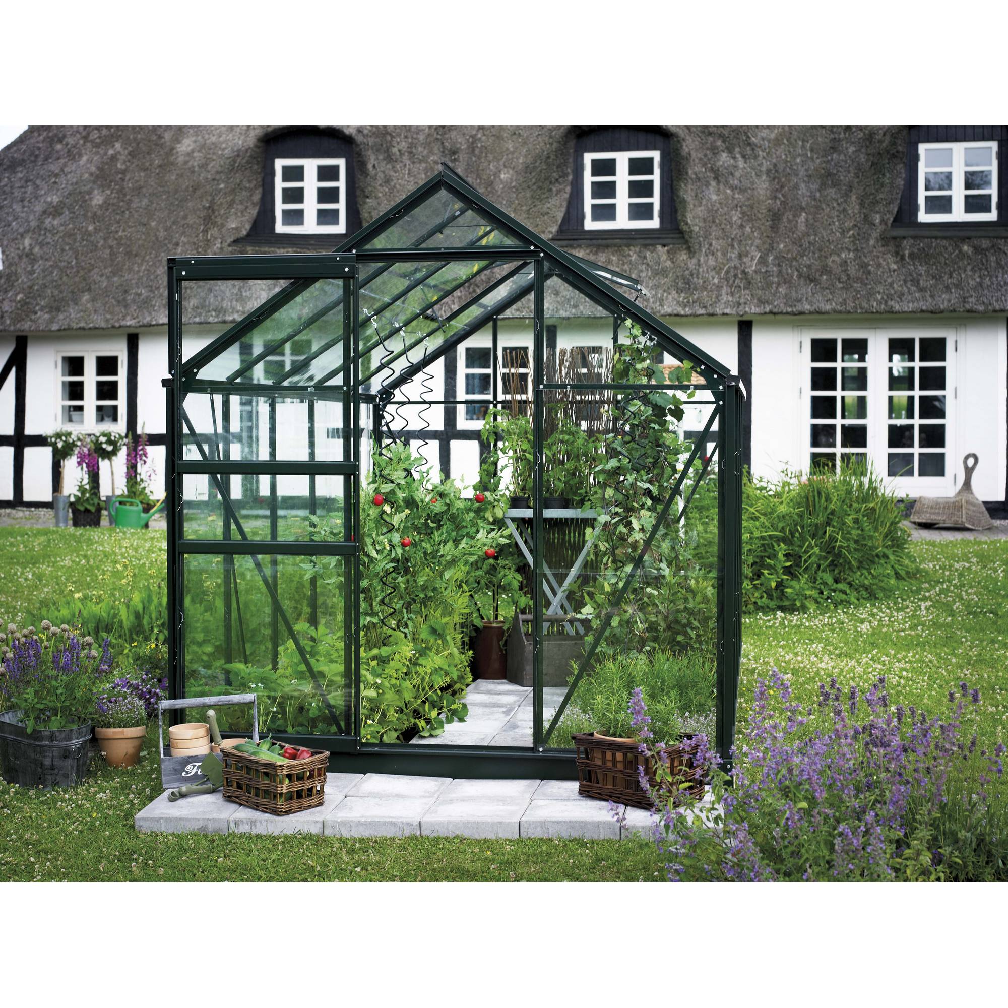 Halls - Serre en verre horticole 6,2 m² - Popular 106, vert - Halls - Image 3