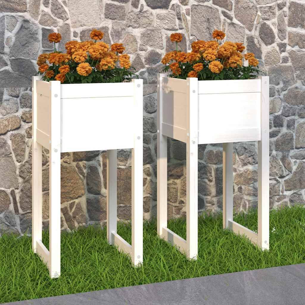 Vidaxl - Jardinières 2 pcs Blanc 40x40x81 cm Bois massif de pin vidaXL 822125 - Image 1