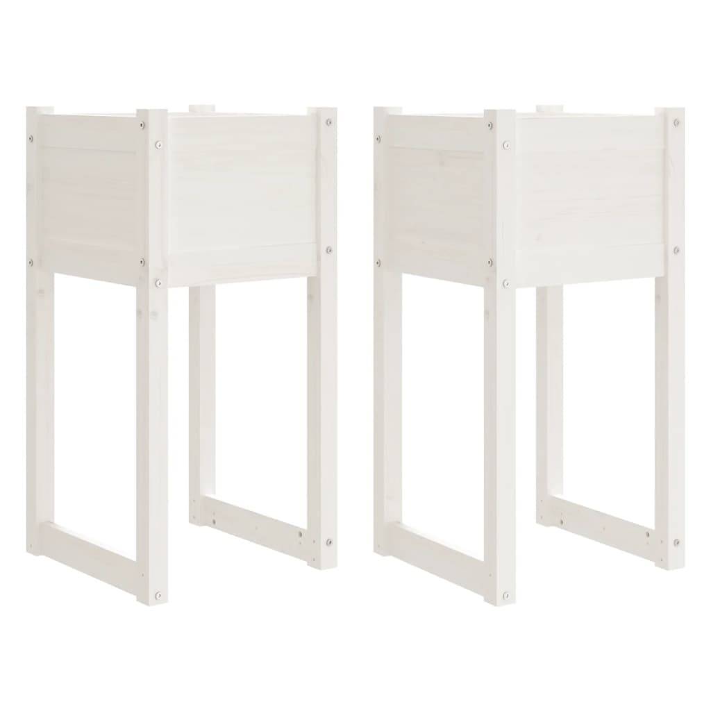 Vidaxl - Jardinières 2 pcs Blanc 40x40x81 cm Bois massif de pin vidaXL 822125 - Image 2