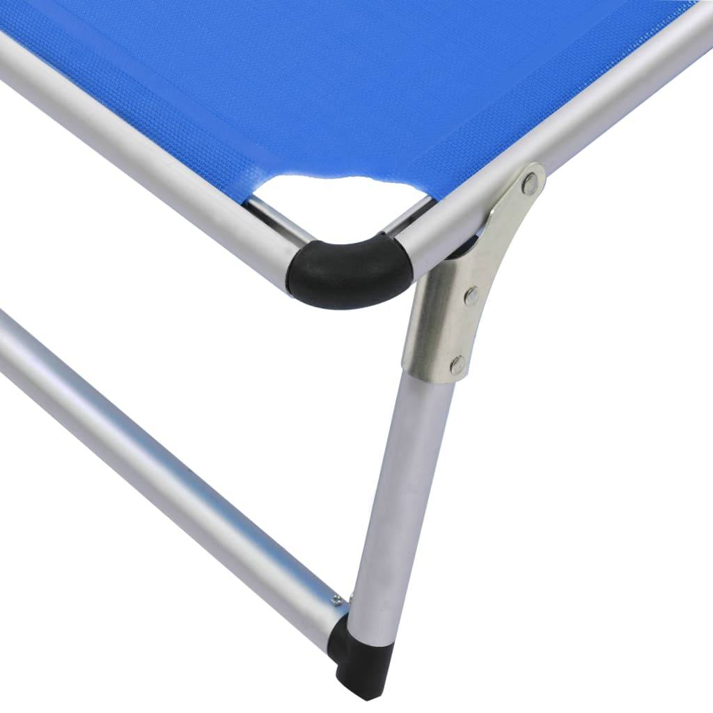 Helloshop26 - Lot de deux chaises longues pliables et toit aluminium textilène bleu - Image 9