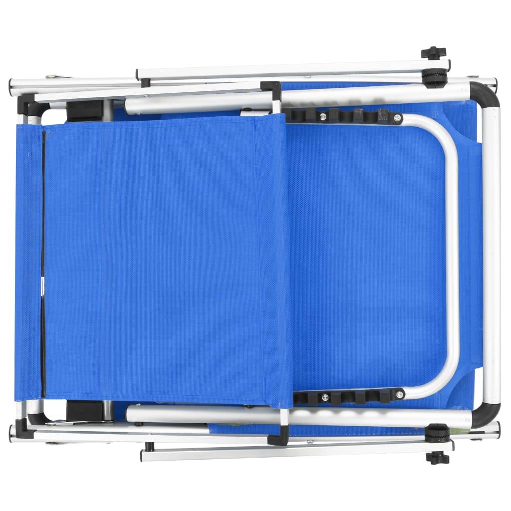 Helloshop26 - Lot de deux chaises longues pliables et toit aluminium textilène bleu - Image 6