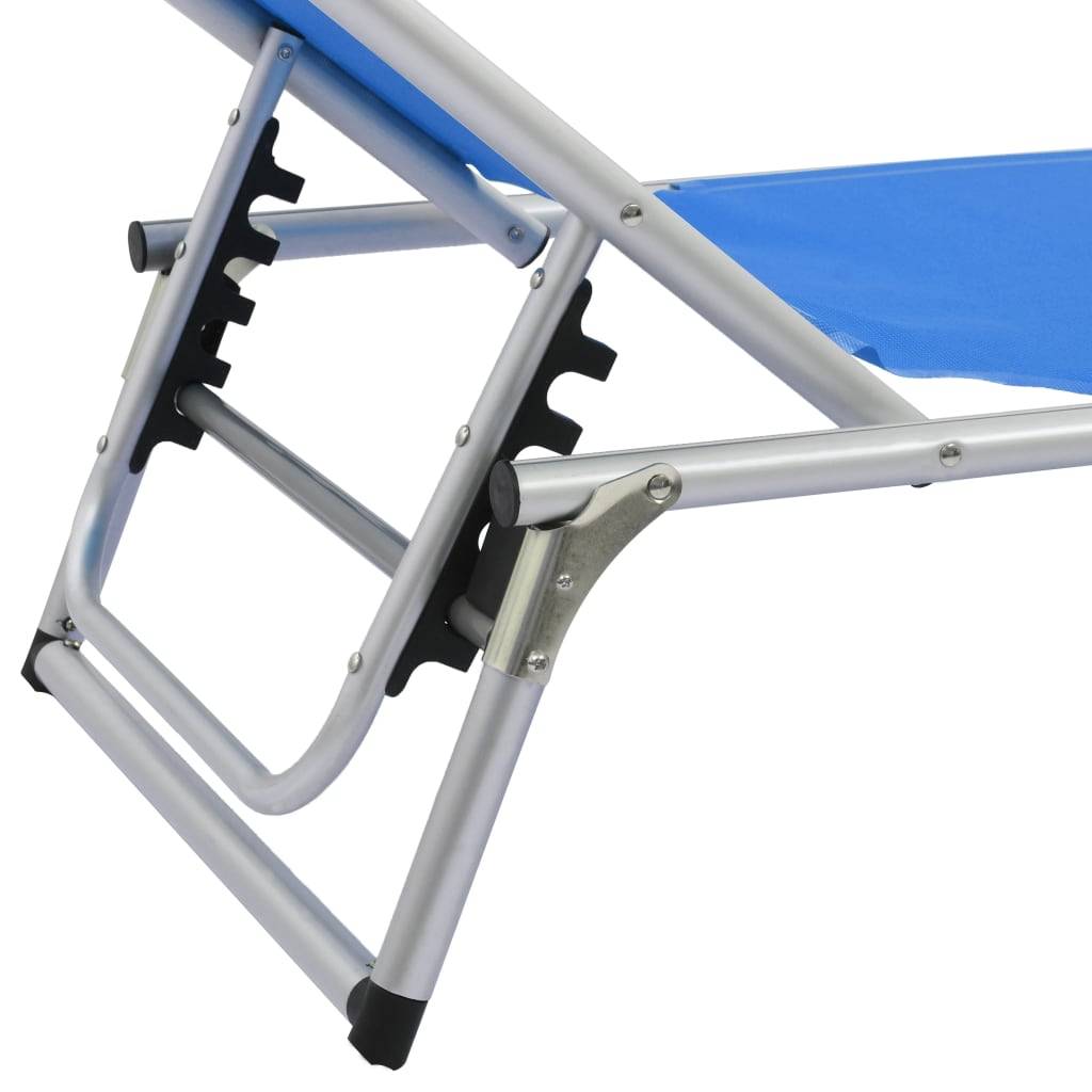 Helloshop26 - Lot de deux chaises longues pliables et toit aluminium textilène bleu - Image 7