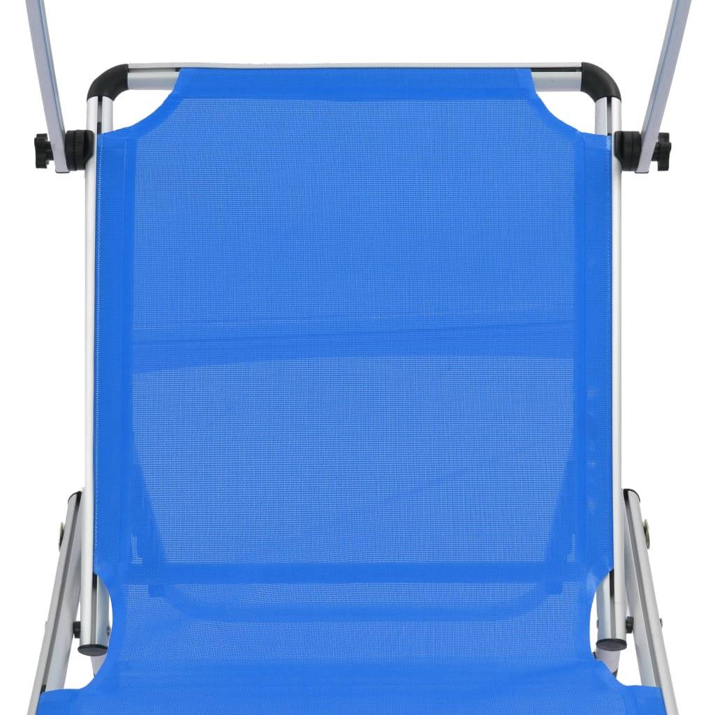 Helloshop26 - Lot de deux chaises longues pliables et toit aluminium textilène bleu - Image 8