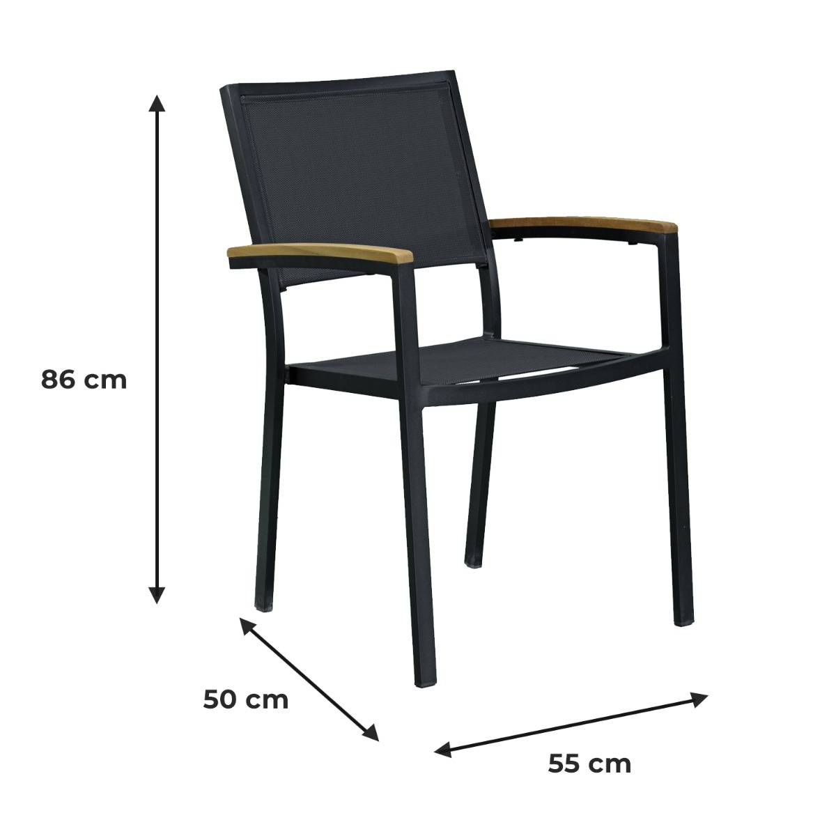 Fauteuil aluminium et textilène noir Casablanca - Gecko Jardin - Image 7