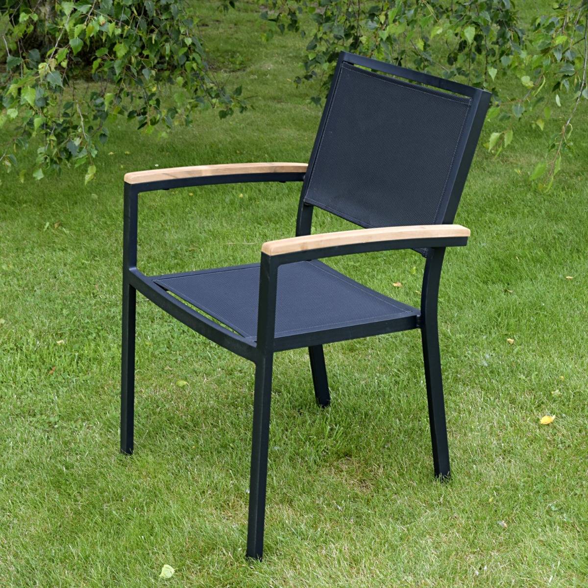 Fauteuil aluminium et textilène noir Casablanca - Gecko Jardin - Image 1