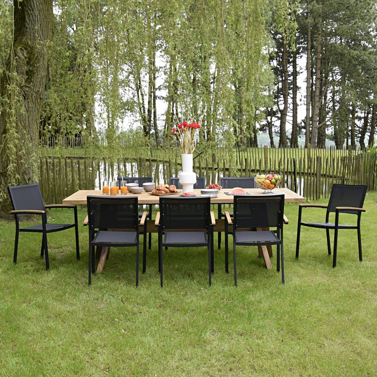 Fauteuil aluminium et textilène noir Casablanca - Gecko Jardin - Image 8