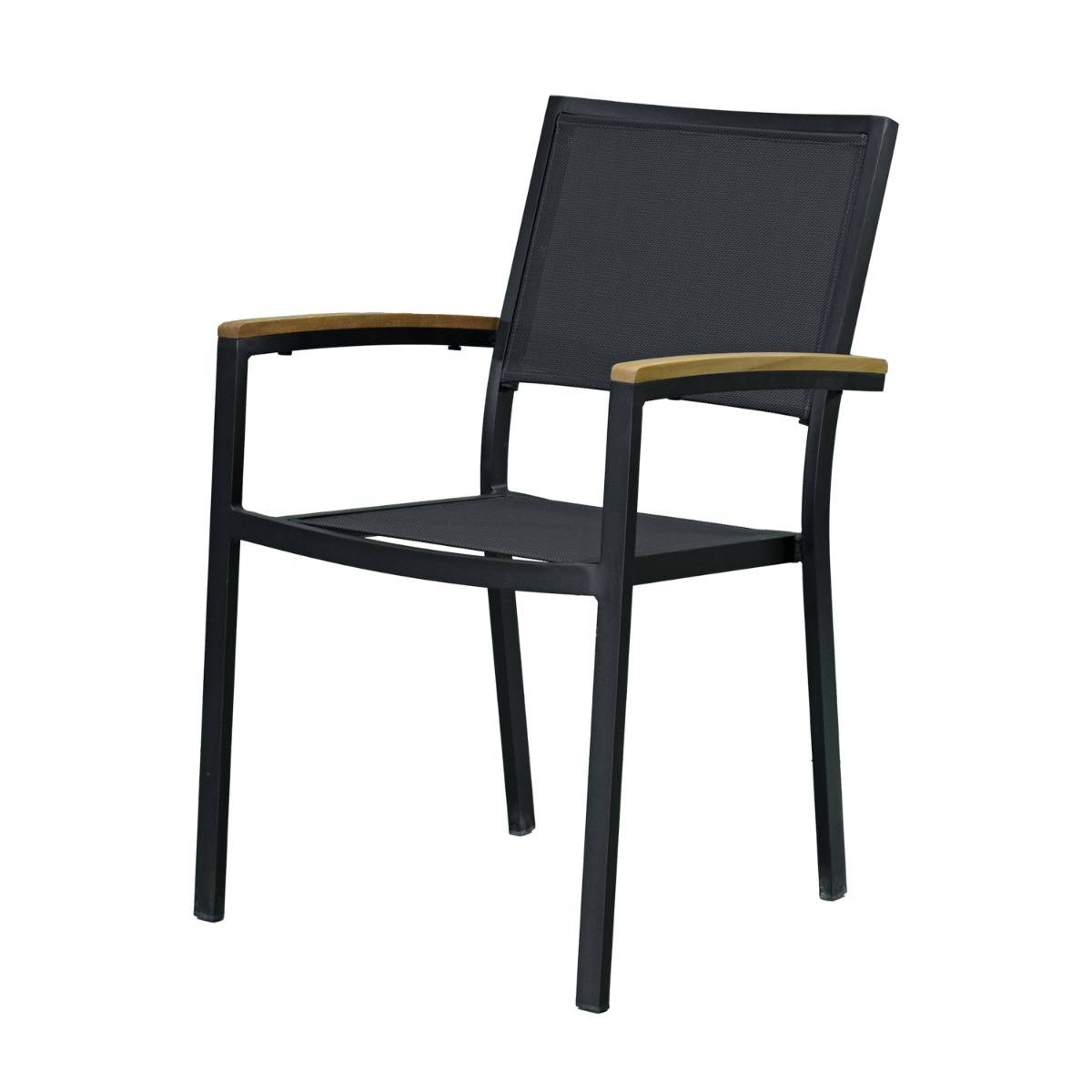 Fauteuil aluminium et textilène noir Casablanca - Gecko Jardin - Image 2