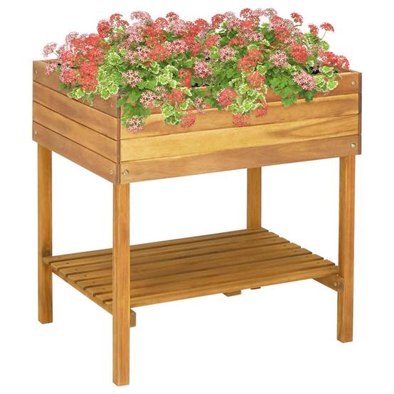 Jardinière surélevée | Pot de fleurs | Cache-pot | Bac à fleurs 78,5x58,5x78,5 cm Bois massif d'acacia - Image 2