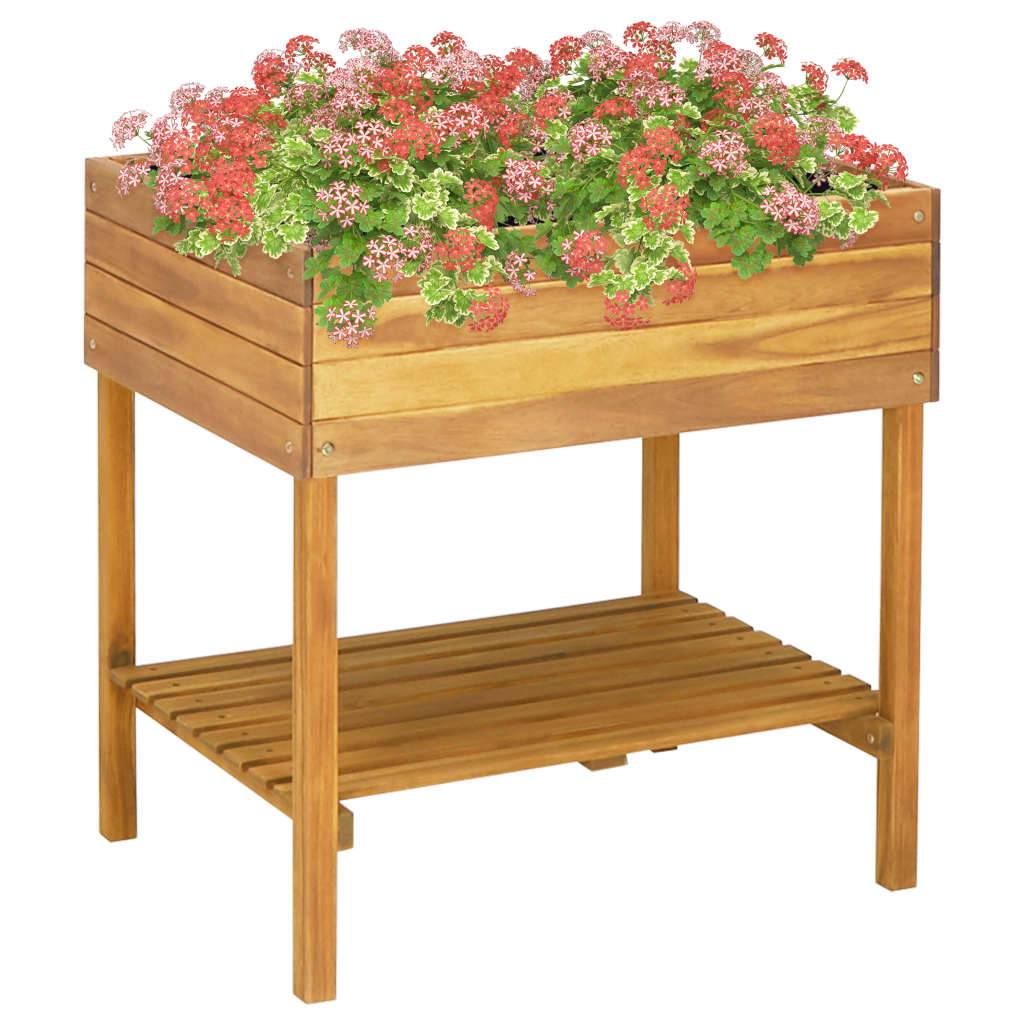 Jardinière surélevée | Pot de fleurs | Cache-pot | Bac à fleurs 78,5x58,5x78,5 cm Bois massif d'acacia - Image 2