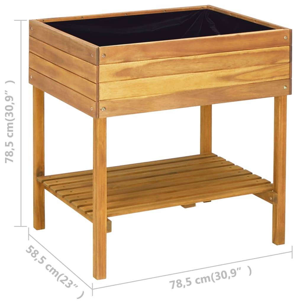 Jardinière surélevée | Pot de fleurs | Cache-pot | Bac à fleurs 78,5x58,5x78,5 cm Bois massif d'acacia - Image 7