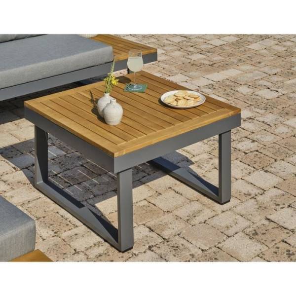 Dcb Garden - Salon bas de jardin - Aluminium - DCB GARDEN - 5 places - Gris anthracite et bois d'acacia - MIYAKO - Image 5