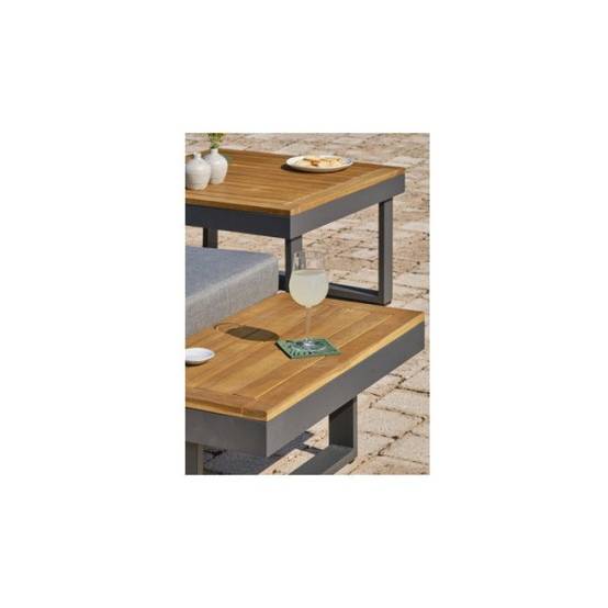 Dcb Garden - Salon bas de jardin - Aluminium - DCB GARDEN - 5 places - Gris anthracite et bois d'acacia - MIYAKO - Image 3