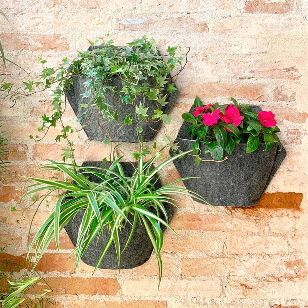 Pack de 3 pots muraux CitySens noirs avec couverture textile et arrosage automatique - Image 3